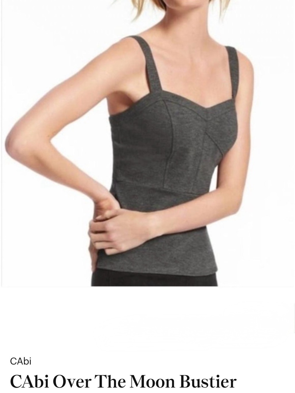 CAbi Over The Moon Bustier Tank in Charcoal - size 6